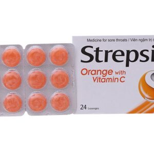 Viên ngậm giảm đau họng Strepsils Orange With Vitamin C (H/24 viên)